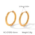 High-resolution detail view of 16mm gold titanium steel hoop earrings, 2.09cm diameter - Minimalist Simple Hoop Style (HC-E11092-16mm)