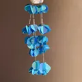 Macro detail of blue layered round sequin tassel earrings for retro holiday style - Silver Post Style (53#) / Blue