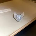 Elegant and sparkling wide V-shaped rhinestone encrusted cocktail ring for women in silver - Wide V-shaped Chevron / Gold
