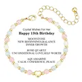 Détail du bracelet perles aigue-marine et quartz rose avec cœur pour 13e anniversaire - Aigue-marine Quartz Rose (Style-1)