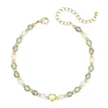 Détail d'un pendentif cœur doré et de perles en pierre naturelle sur un bracelet - Vert Clair Blanc (Style-2)