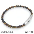 Bracciale in perle di occhio di tigre naturale con chiusura a scatto in acciaio - Stile Semplice con Perline (KB214723-SJ) / 20cmx4mm / Occhio di tigre