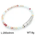 Bracciale di perle in pietra naturale con chiusura in acciaio inox, diaspore colorato - Stile Semplice con Perline (KB214725-SJ) / 20cmx4mm / Pietra Naturale Mista Multicolore