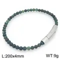 Bracciale in pietre naturali verdi con chiusura in acciaio inossidabile, 4mm - Stile Semplice con Perline (KB214726-SJ) / 20cmx4mm / Pietra Naturale con Motivo Verde