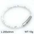 Bracciale di perle in pietra bianca con chiusura a scatto in acciaio inox unisex - Stile Semplice con Perline (KB214727-SJ) / 20cmx4mm / Howlite