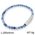 Bracciale in pietre naturali di sodalite blu con chiusura in acciaio inossidabile - Stile Semplice con Perline (KB214728-SJ) / 20cmx4mm / Sodalite Blu Bianco