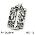 Macro view of Egyptian mythology Horus eye stainless steel pendant with dimensions - Double Eagle Wing Engraved (KP118661-LU) / Pendant Only (40x24mm)
