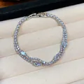 Detailed view of 18k silver plated double-strand bracelet with marquise-cut cubic zirconia - Single Row White Zircon (2#)