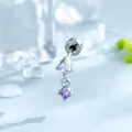 Elegant double purple zircon cartilage stud earring featuring titanium alloy post - Blue-Purple