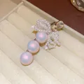 Exquisite French bow hair clip with iridescent pearls and rhinestones in jewelry box - Duckbill Clip - Single Piece / Pink