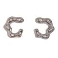 Elegante silberne C-Ohrringe aus Edelstahl mit funkelnden Marquise-Steinen. - Marquise-Strass Wellen-Stil (E7552) / Silber
