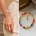 Colorful dopamine candy-style beaded bracelet with natural pearls and crystals for women - Bracelet / Colorful
