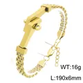 Pulsera de clavo trenzada de acero inoxidable dorado con diseño de placa curva - Dorado