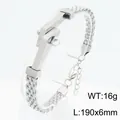 Pulsera trenzada de acero inoxidable plateada con placa curva para hombres y mujeres - Color acero