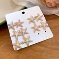 Set of 6 pairs of colorful enamel starfish stud earrings with a gold-tone finish. - Starfish Style / 12-piece Set (6 Pairs)
