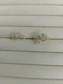 Elegant 14k gold plated open rings set with zircon and mother of pearl flower motifs - Gold