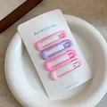 Pastel dopamine style oil-dripped rectangular BB hair clips in a sweet set of four - Square / 4 Pieces / Pink-Purple