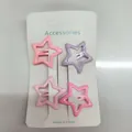 Cute set of 4 dopamine style star-shaped metal hair clips in pink and purple colors - Star Shape / 4 Pieces / Pink-Purple