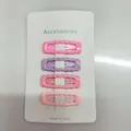 Collection of four sweet colorful drip oil BB hair clips in pink and purple shades - Wave Square / 4 Pieces / Pink-Purple
