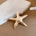 Detailed macro view of a luxury gold pleated starfish brooch with vintage texture - Wrinkled Starfish Style / Gold