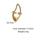 Detailed view of irregular hollow stainless steel open ring with size and weight info - Open Ring / Gold