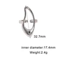 Irregular hollow stainless steel open ring in silver with size and weight specs - Open Ring / Steel