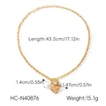 Detail view of heart pendant necklace with dimensions and weight parameters - Gold (HC-N40876)