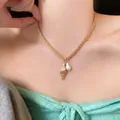 Elegant gold twisted chain necklace with seashell and teardrop pearl pendant accessories - Gold-Coffee-White