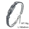 Vintage stainless steel mesh chain bracelet with engravable ID tag for men and women - Mesh Weave Curved Plate Style (KB213294-KFC) / 190x6mm / Black