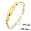 Gold plated stainless steel mesh bracelet with engravable polished curved plate, 190x6mm - Mesh Weave Curved Plate Style (KB213295-KFC) / 190x6mm / Gold