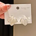 Close-up of irregular shimmering earrings on a 316L stainless steel display card. - Irregular Geometric Aurora Style (11#)