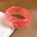 Chunky pink iridescent glitter resin bangle with a vintage Y2K aesthetic for women - 16# Bangle (HB4538) / Iridescent Orange