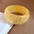 Chunky yellow holographic glitter resin bangle featuring retro Y2K dopamine style - 18# Bangle (HB4538) / Iridescent Yellow