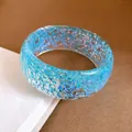Blue iridescent chunky resin bangle, colorful dopamine Y2K style summer bracelet. - 20# Bangle (HB4538) / Iridescent Blue