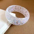 Chunky iridescent white resin bangle with holographic flake inclusions, retro Y2K style - 21# Bangle (HB4538) / Iridescent White