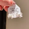 Elegant vintage style 925 silver bow earrings with sparkling zircons and white pearl - Bow Pearl Zirconia Style (40#)
