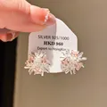 Exquisite vintage flower earrings with pink cubic zirconia and S925 silver needle - Pink Zirconia Star Style (72#)