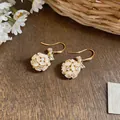 Elegant 18k gold plated flower ball earrings featuring opal-like stones and sparkling zircon - Flower Ball Drop Style (2#) / Gold
