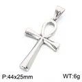 Ciondolo a croce Ankh in acciaio inossidabile argento, 44x25mm, peso 6g - Croce Ankh (KP118735-LU) / Argento