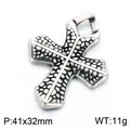 Ciondolo a croce in acciaio al titanio stile gotico retrò, misura di 41x32 mm - Croce Texturizzata Vintage (KP118739-LU) / Argento