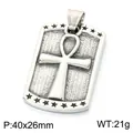 Ciondolo a croce Ankh vintage in acciaio inox con stelle, 40x26 mm, peso 21 grammi - Piastrina Stella Ankh (KP118604-LU)