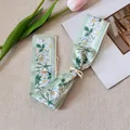 Elegant green floral chiffon ribbon neckerchief for women in a fresh pastoral style - Green Floral