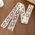 Vintage floral lace necktie scarf in elegant white for women's styling - White Style 1 (Lace)