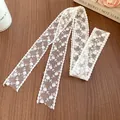 Elegant white floral lace ribbon scarf with delicate rural style embroidery decoration - White Style 2 (Lace)