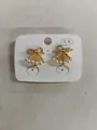 Elegant 18k gold plated bow-shaped clip-on earrings featuring zircon and white pearls - Gold Bowknot Style (HE32734)
