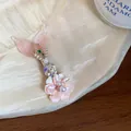Molletta per capelli in resina rosa con fiore e coda di sirena, con perle e strass luccicanti - Fermagli per capelli a becco d'anatra / Pezzo Singolo / Rosa