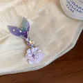 Elegante molletta per capelli con coda di sirena viola, fiori, perle e cristalli. - Fermagli per capelli a becco d'anatra / Pezzo Singolo / Viola