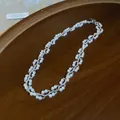 Close-up of handmade double-strand pearl necklace with woven beaded detail - Necklace Only (HN12661) / White