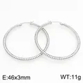Boucles d'oreilles créoles larges en acier inoxydable argenté avec strass brillants - Argent (KE134272-GC)