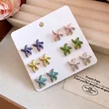Juego de 6 pares de pendientes de estrella de mar en esmalte de colores para verano - 9# Multicolor (Juego de 6 Pares)